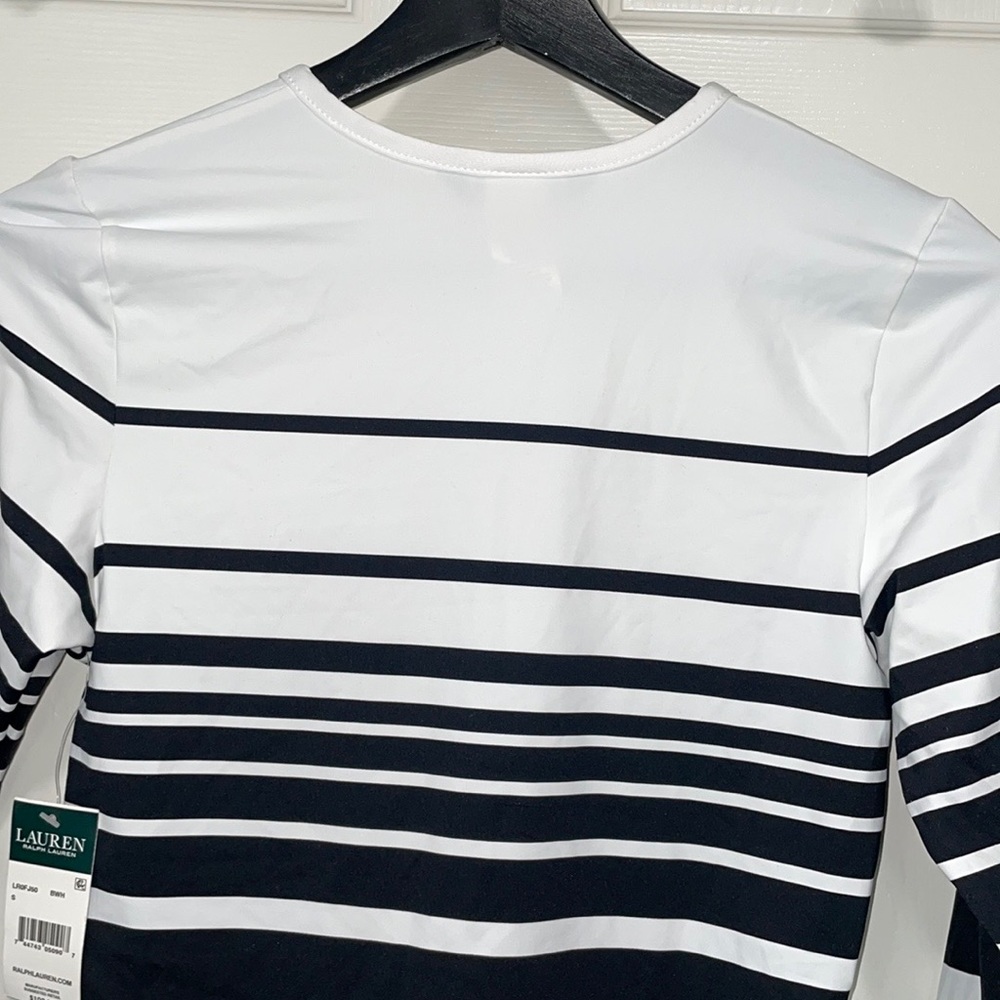 Lauren Ralph Lauren Gradient Stripe Long Sleeve Rashguard 2 Piece Swimsuit - Picture 14 of 16